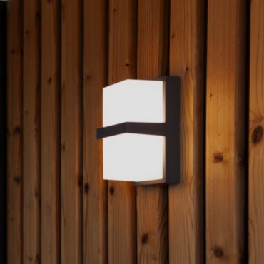 Lutec Stela - buiten wandlamp - 9,5 x 19 x 11,2 cm - 14W LED incl. - IP54 - donker grijs