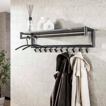 Vico Tenaro - kapstok met wandschap - 100 x 27 x 30 cm - grafiet