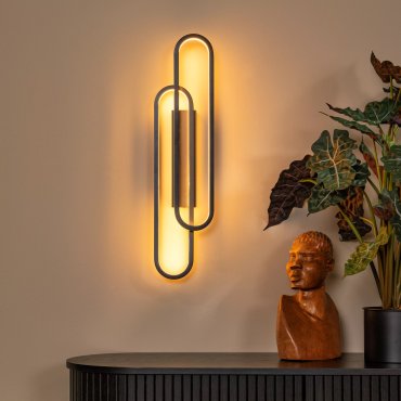 Lucide Thelma - wandlamp - 16,5 x 8,7 x 75 cm - 33W dimbare LED incl. - zwart