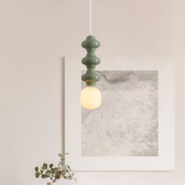 Nova Luce Clio - hanglamp - Ø 18 x 240 cm - groen en opaalglas