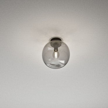Nordlux Alton - plafondverlichting - Ø 27,5 x 24 cm - zwart en gerookt glas