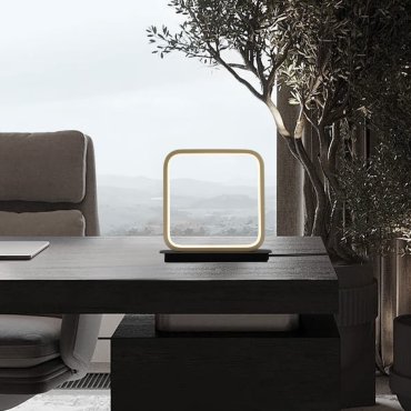 Nova Luce Imar - tafellamp met snoerschakelaar - 22 x 22 x 8 cm - 13W LED incl. - zandzwart en goud