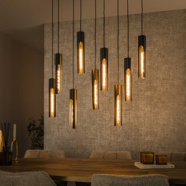 Vico Tube - hanglamp - 150 cm - zwart