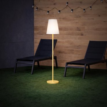 New Garden Lola slim 120 - oplaadbare vloerlamp met zonnepaneel - RGB+W - Ø 26 x 119 cm - 4,6W dimbare LED incl. - IP65 - messing