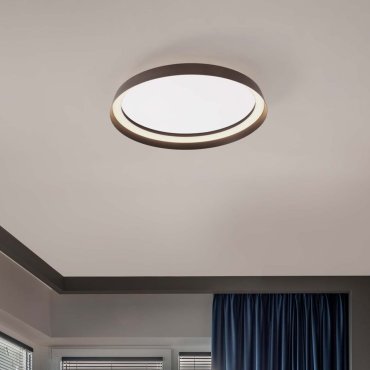 Nova Luce Ormi - plafondlamp - Ø 45 x 7 cm - 38W dimbare LED incl. - geborsteld koffiebruin