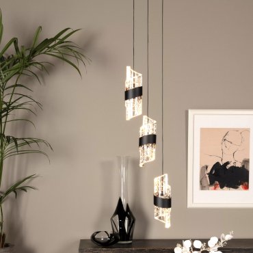 Lucide Kligande - hanglamp - Ø 25 x 150 cm - 3 x 8W LED incl. - zwart