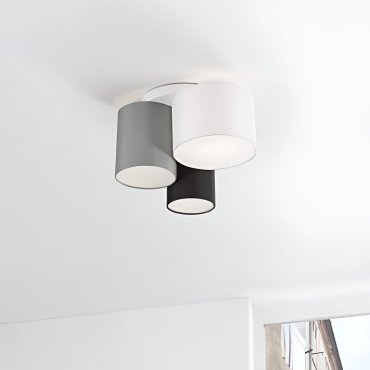Nova Luce - Bryson - plafondlamp - Ø 35 x 21 cm - zwart, wit en grijs
