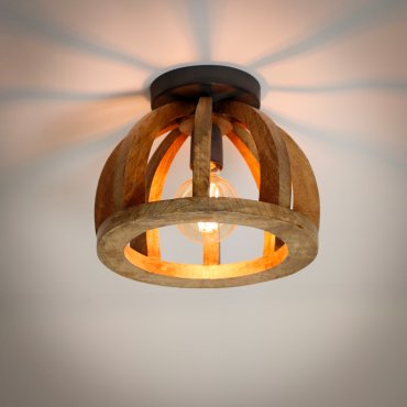 Vico Wooden Bars - plafondverlichting - Ø 30 x 24 cm - mango hout