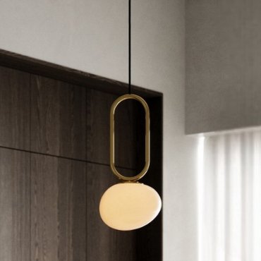 Design for the People Shapes 22 - hanglamp - Ø 22 x 59,5 cm - wit en messing