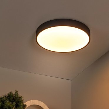 Lucide Unar - plafondverlichting - Ø 39,50 x 5 cm - 24W dimbare LED incl. -  3 stappen dimmer - zwart