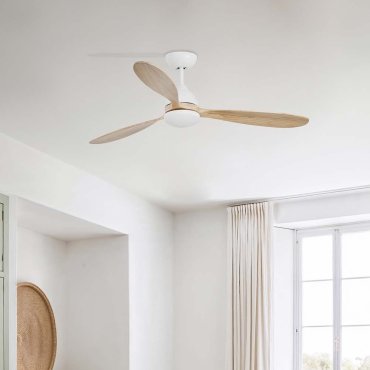 Faro Poros L - plafondventilator met licht - Ø 132 cm - mat wit en den