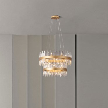 Nova Luce Crown - hanglamp - Ø 75 x 180 cm - satijn goud