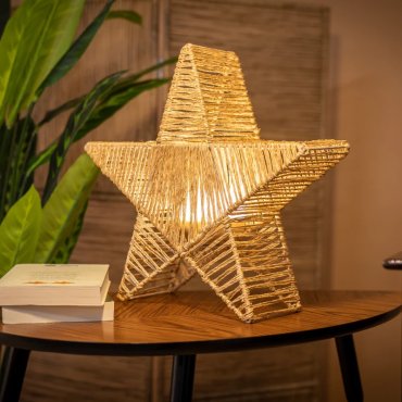 New Garden Sisine Star 60 - oplaadbare tafellamp op afstandsbediening - 60 x 60 x 12,5 cm - 9W dimbare LED incl. - IP54 - naturel