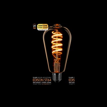 ETH LED Spiral Edison - E27 - dimtone - 6W - 2700K tot 2200K - goud