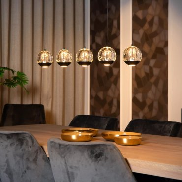 Lucide Sentubal 5L - hanglamp - 84 x 10 x 150 cm - 5 x 5,3W LED incl. - zwart