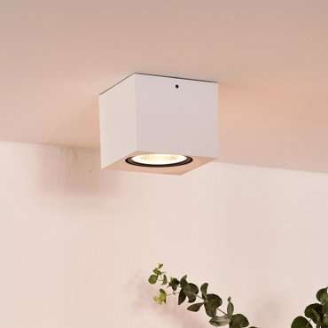 Lucide Fedler - opbouwspot - 12 x 12 x 8,5 cm - 12W dimbare LED incl. - dim to warm - wit