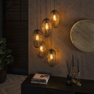 Vico Open Eye Wire - hanglamp -  Ø 45 x 180 cm - zwart
