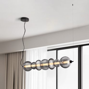 Nova Luce Bally - hanglamp - 117 x 125 x 19,5 cm - 40W dimbare LED incl. - mat zwart en rokerig grijs