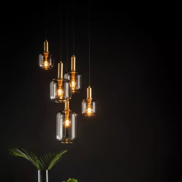 Lucide Joanet - hanglamp 5L - Ø 50 x 218 cm - fumé