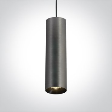 ONE Light Cylinder - hanglamp - Ø 7,5 x 240 cm - metaal grijs