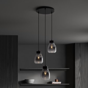 Nova Luce Blacu - hanglamp - Ø 32 x 120 cm - rokerig verloop en zwart