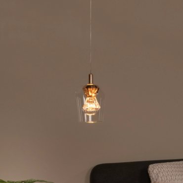 Lucide Berliane - hanglamp - Ø 13 x 164,5 cm - 4W dimbare LED incl. - transparant en goud