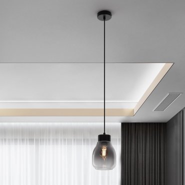 Nova Luce Blacu - hanglamp - Ø 15 x 120 cm - rokerig verloop en zwart