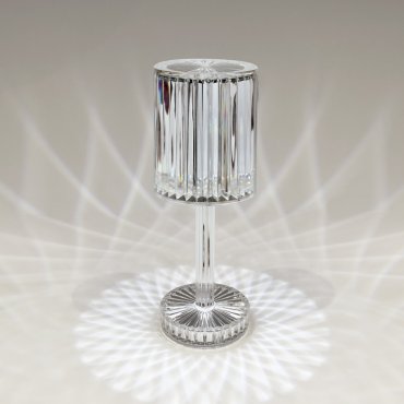 ONE Light Crystal Effect - oplaadbare tafellamp - Ø 8,6 x 24,8 cm - 3 stappen dimbaar - 1,2W LED incl. - IP54 - transparant