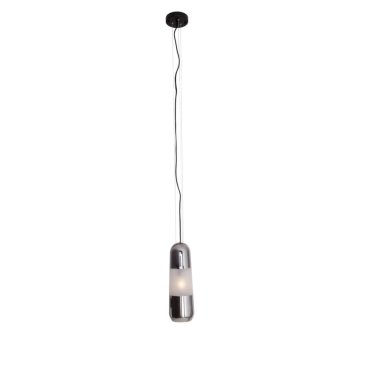 Maxlight Mauri - hanglamp - Ø 12,5 x 180 cm - zwart en gerookt glas