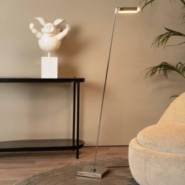 Lucide Aaron - vloerlamp - 20 x 20 x 134 cm - 10W dim to warm LED incl. - chroom