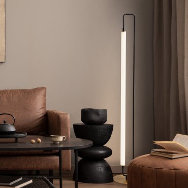 Nova Luce Wetro - vloerlamp - 28 x 150 cm - 32W LED incl. - mat zwart en goud
