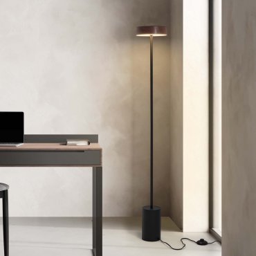 Nova Luce Thea - vloerlamp - Ø 20 x 135 cm - 17W  LED incl. - zandzwart en hout