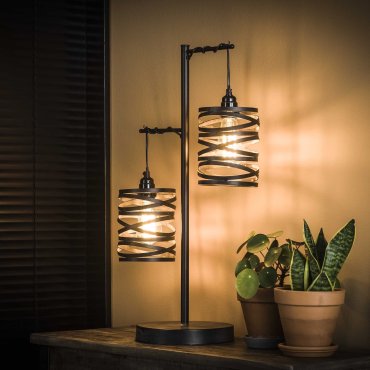 Vico Spindle - tafellamp - 37 x 23 x 70 cm - leisteengrijs