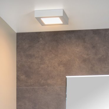 Lucide Brice-Led - plafondverlichting - 10,8 x 10,8 x 3,9 cm - 8W dimbare LED incl. - IP44 - wit