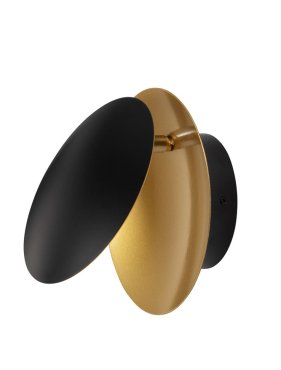 Nova Luce Shell - wandlamp - Ø20 x 11 cm - 7W LED incl. - zwart &amp; goud