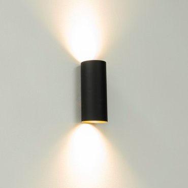 Artdelight Roulo2 - wandverlichting -  Ø 6,5 x 15,4 cm - mat zwart/goud