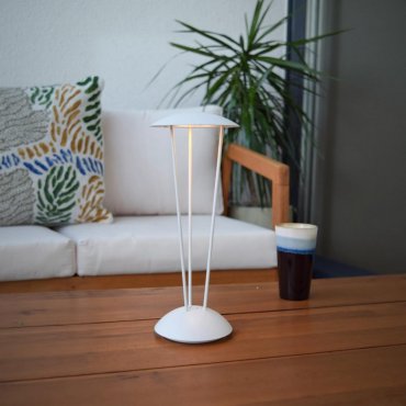 Lucide Renee - oplaadbare tafellamp - Ø 12,3 x 31 cm - 2,2W dim to warm LED incl. - IP54 - wit