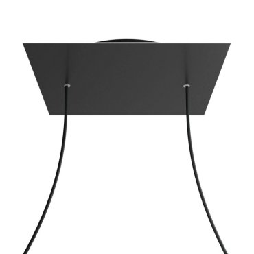 Creative Cables - Rose-One Vierkant plafondrozet voor 2 lichtpunten - 40 x 40 x 3,5 cm - zwart