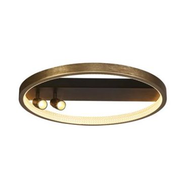 Searchlight Grace Flush - plafondverlichting - Ø 50 x 13 cm - 37,8W dimbare LED incl. - zwart/goud