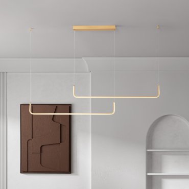 Nova Luce Strita - hanglamp -  150 x 120 cm - 40W dimbare LED incl. - messing goud