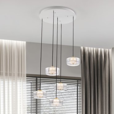Nova Luce Keros - hanglamp - Ø 45 x 200 cm - 30W LED incl. - platina goud