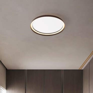 Nova Luce Ormi - plafondlamp - Ø 60 x 7 cm - 48W dimbare LED incl. - geborsteld koffiebruin