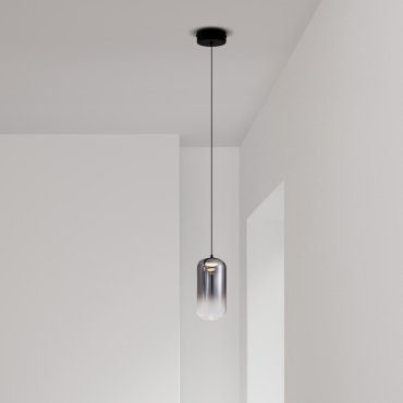 Nova Luce Aelia - hanglamp - Ø 10 x 150 cm - 3W LED incl. - mat zwart en rokerig grijs