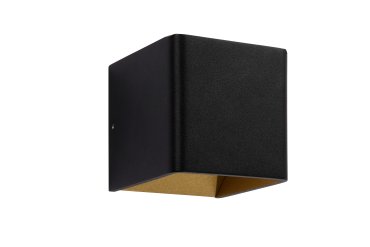 Artdelight Fulda - wandlamp - 10 x 10 x 10 cm - 6W dimbare LED incl. - zwart en goud