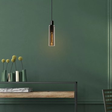 Lucide Orlando - hanglamp - Ø 10 x 170 cm - rookgrijs en zwart