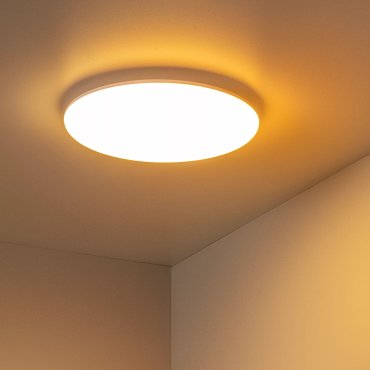 Lucide Olson - plafondlamp - Ø 35 x 4,7 cm - 36W LED incl. - instelbare lichtkleur - IP44 - opaal en wit