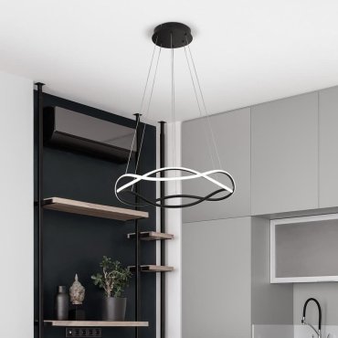 Nova Luce Jinal - hanglamp - Ø 60 x 120 cm - 34W LED incl. - zandzwart