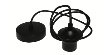 Artdelight Pendel - hanglamp met strijkijzersnoer - Ø 10 x 300 cm - zwart