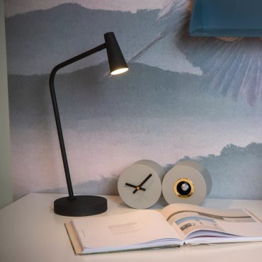 Lucide Stirling - oplaadbare tafellamp - 30,5 x 14 x 47,5 cm - 3 stap dimmer - 3W dimbare LED incl. - zwart
