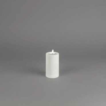 Konstsmide - LED blokkaars op batterijen met flakkervlam - Ø 7 x 12 cm - IP44 - wit